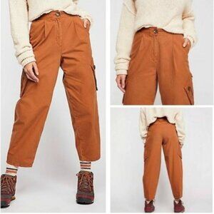 New Free People Brown Cargo Pocket Relaxed Pants 2 NWT